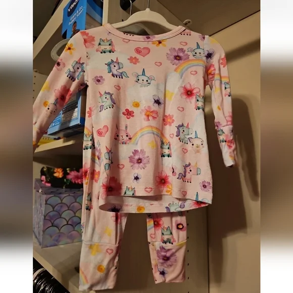 Infant Girls Fisher Price Posh Peanut Unicorn Twirl PJ Girl 6-12 M Bamboo Rare - Picture 2 of 4
